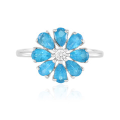 Bague en argent et Apatite bleu néon