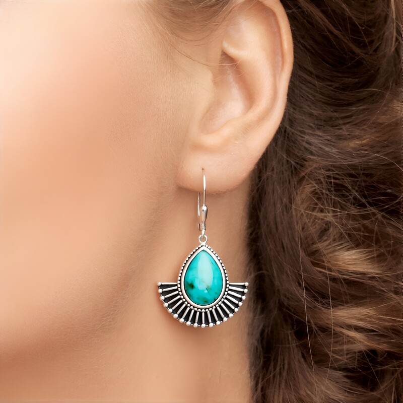 Pendientes en plata con Turquesa azul del Mohave Kingman (Jones Lee)