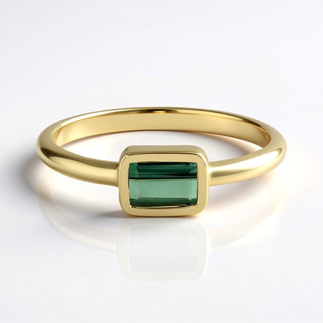 Anello in oro con Tormalina Verde di Benedito (Adela Gold)