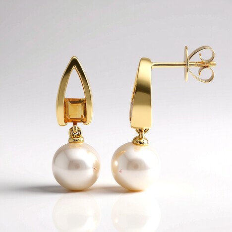 Orecchini in oro con Perla Bianca dei Mari del Sud (Michelle Albala)
