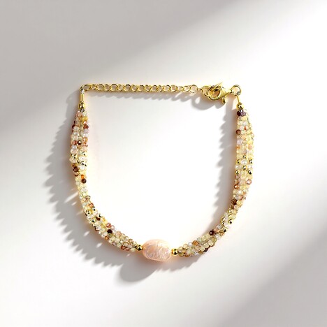 Bracciale in argento con Perla d'Acqua Dolce Pesca (Riya)