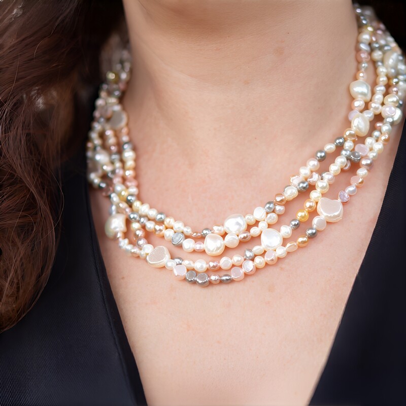 Zilveren halsketting met Witte zoetwater kweekparels (TPC)