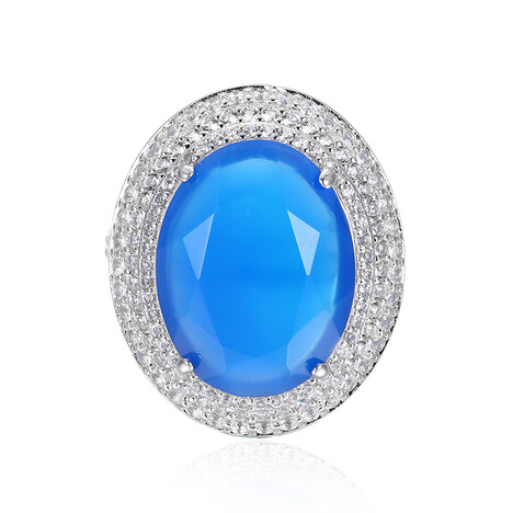 Bague en argent et Agate bleue