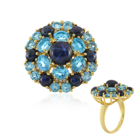 Anello in argento con Zaffiro Stellato Blu