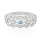 Anello in argento con Apatite Blu Neon e Zaffiro Bianco