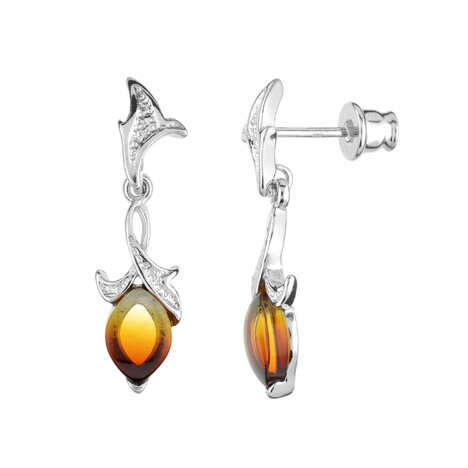 Zilveren oorbellen met zonsopgang Baltische barnstenen (dagen)