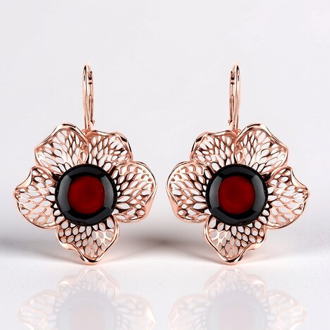 Orecchini in argento con Ambra Baltica color Ciliegia (dagen)