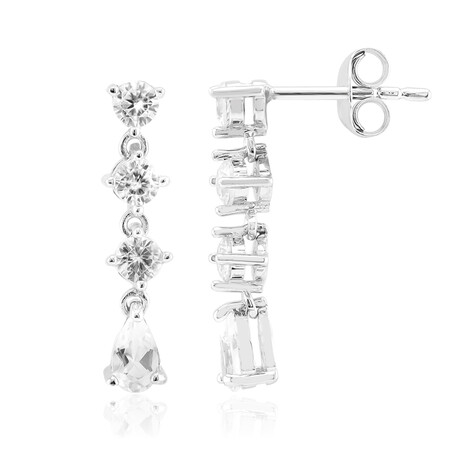 Zilveren oorbellen met witte topaasstenen