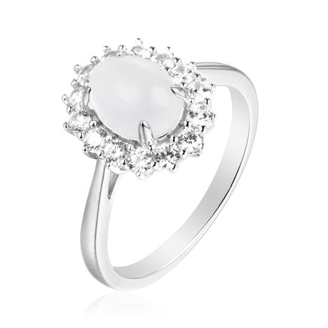 Anello in argento con Pietra di Luna Arcobaleno della Tanzania