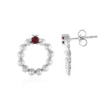 Zilveren oorbellen met edele rode spinelstenen