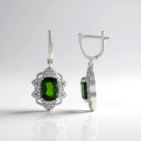Orecchini in argento con Diopside Russo