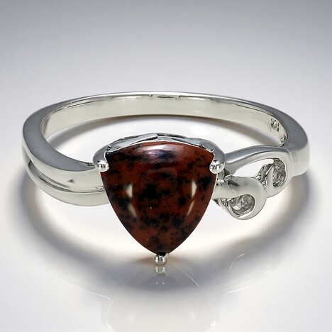Anello in argento con Ossidiana Mogano