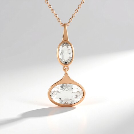 Collana in argento con Quarzo Bianco (KM by Juwelo)