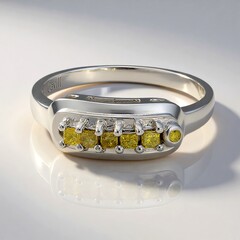 Anello placcato in platino con Diamante Fancy