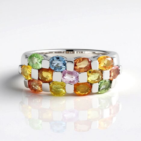 Anello in argento con Zaffiro Fancy