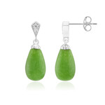 Zilveren oorbellen met groene kwartskristallen