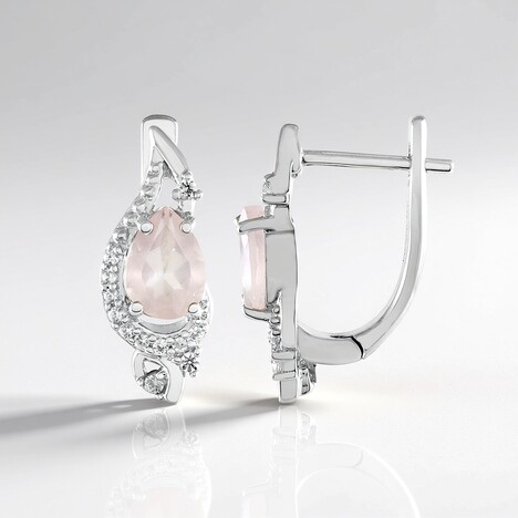 Boucles d'oreilles en argent et Quartz rose