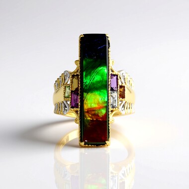 Anello in argento con Ammolite (Gems en Vogue)