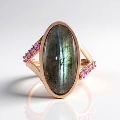 Anello in argento con Labradorite Verde Maniry (KM by Juwelo)