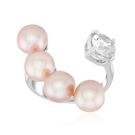 Zilveren ring met paarse Ming parels (TPC)