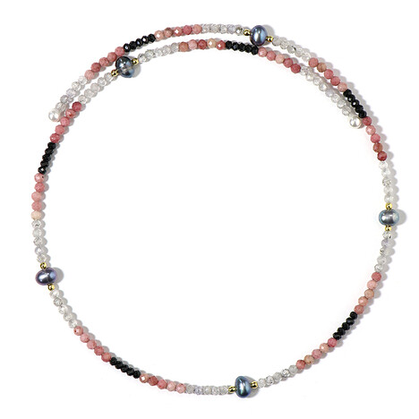 Stalen halsband met Zwarte zoetwater kweekparels (Riya)