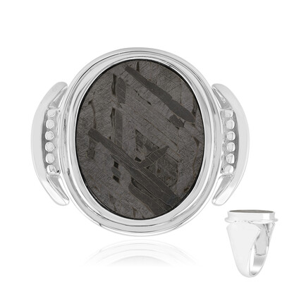 Anello in argento con Meteoriti di Aletai