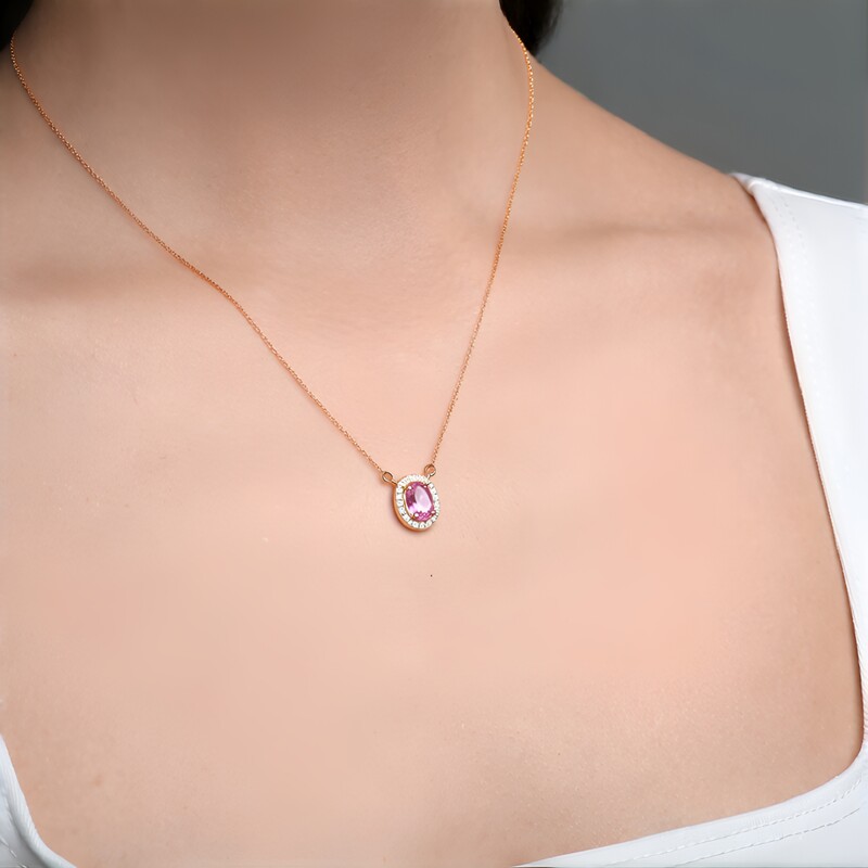 Collar en oro con Zafiro naranja de Ban Ka Cha