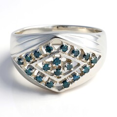 Anello da uomo placcato in platino con Diamante Fancy