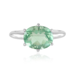 Anillo en plata con Fluorita verde