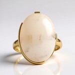 Anello in argento con Agata Bianca (Bali Barong)