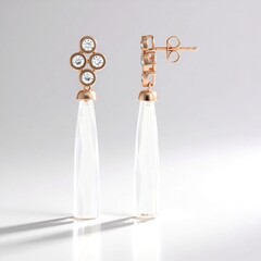 Orecchini in argento con Quarzo Bianco (KM by Juwelo)