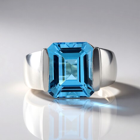 Anello in argento con Topazio Blu Svizzero