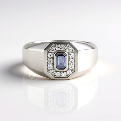 Anello in argento con Zaffiro Ceylon Blu