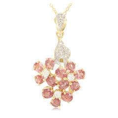 Nicht erhitzter Padparadscha-Saphir-Goldhalskette (AMAYANI)