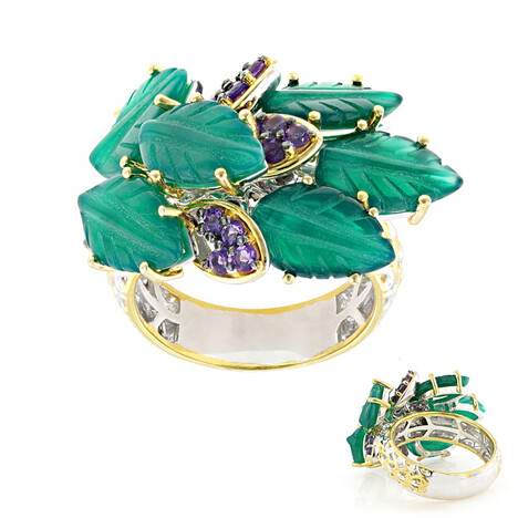 Grüner Achat-Silberring (Gems en Vogue)