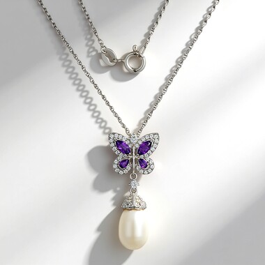 Collar en plata con Perla blanca Freshwater