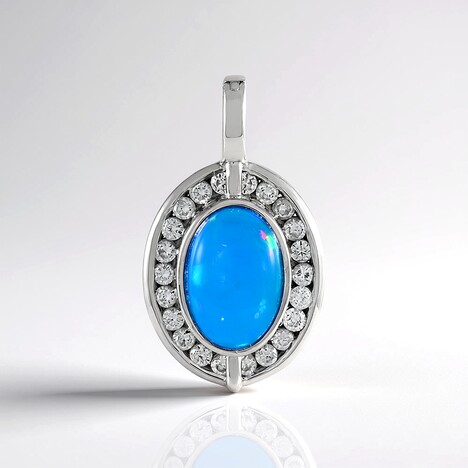 Ciondolo in argento con Opale Blu dell'Etiopia