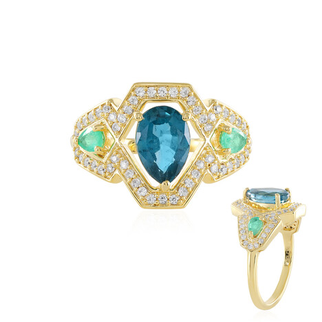 Anillo en plata con Cianita petróleo