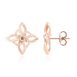 Zilveren oorbellen met I1 Argyle-Rose de France diamanten (Annette)