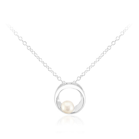 Zilveren halsketting met een Witte zoetwater kweekparel