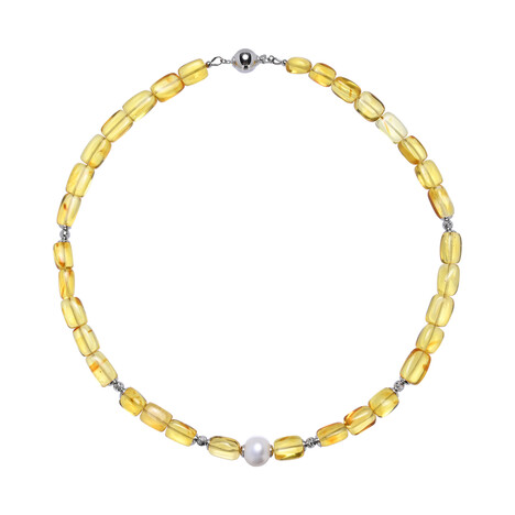 Baltischer Milky-Bernstein-Silberhalskette (MONOSONO COLLECTION)