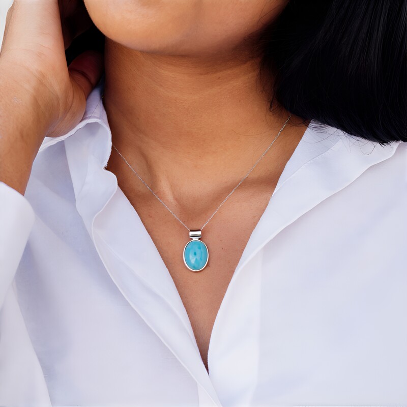 Zawieszka ze srebra platynowanego - Larimar (MONOSONO COLLECTION)
