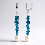 Neon Blue Apatite Silver Earrings (Riya)