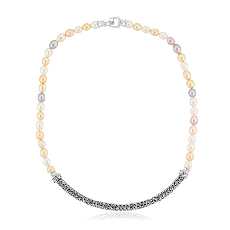 Collana in argento con Perla d'Acqua Dolce Bianca (TPC)