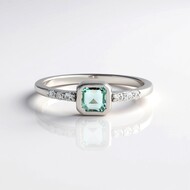 Paraiba Color Emerald Silver Ring