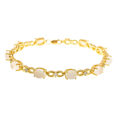 Bracciale in argento con Pietra di Luna Arcobaleno della Tanzania