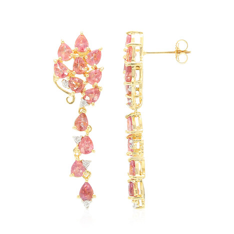 Nicht erhitzter Padparadscha-Saphir-Goldohrringe (AMAYANI)