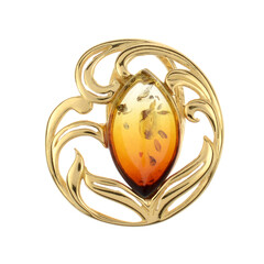 Colgante en plata con Ámbar del Báltico amanecer