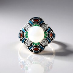 Anello in argento con Pietra di Luna Arcobaleno (Adela Silber)