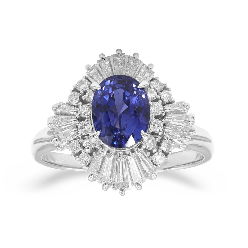 Saphir de Ceylan Bague en platine 2,62ct